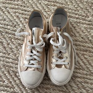 SCHUTZ Metallic Gold and White Sneakers